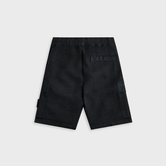 Stone Island Diagonal Linen Garment Dyed Ghost Piece Shorts -  Navy Blue