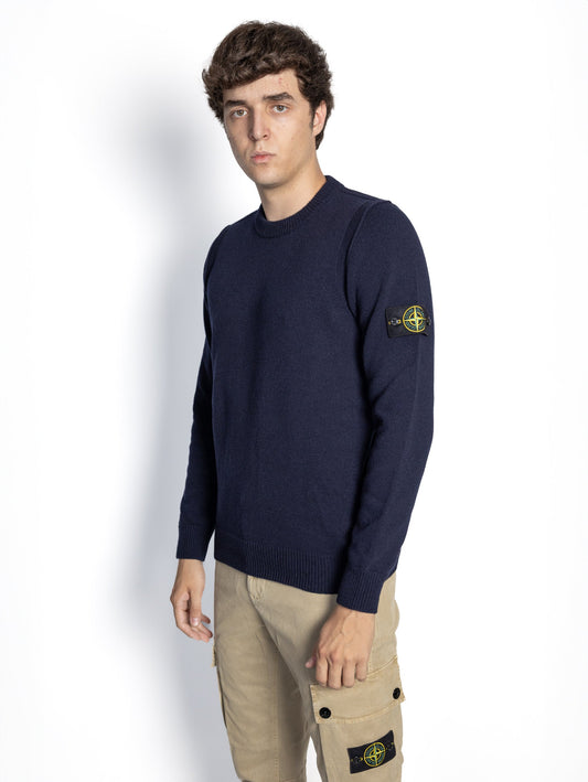 Rundhalsausschnitt-Pullover aus Lambswool in Blau