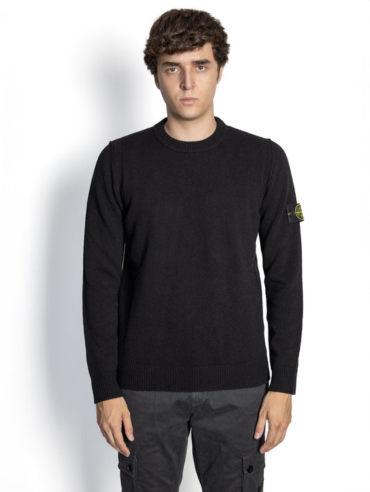 Rundhalsausschnitt-Pullover aus Lambswool in Schwarz